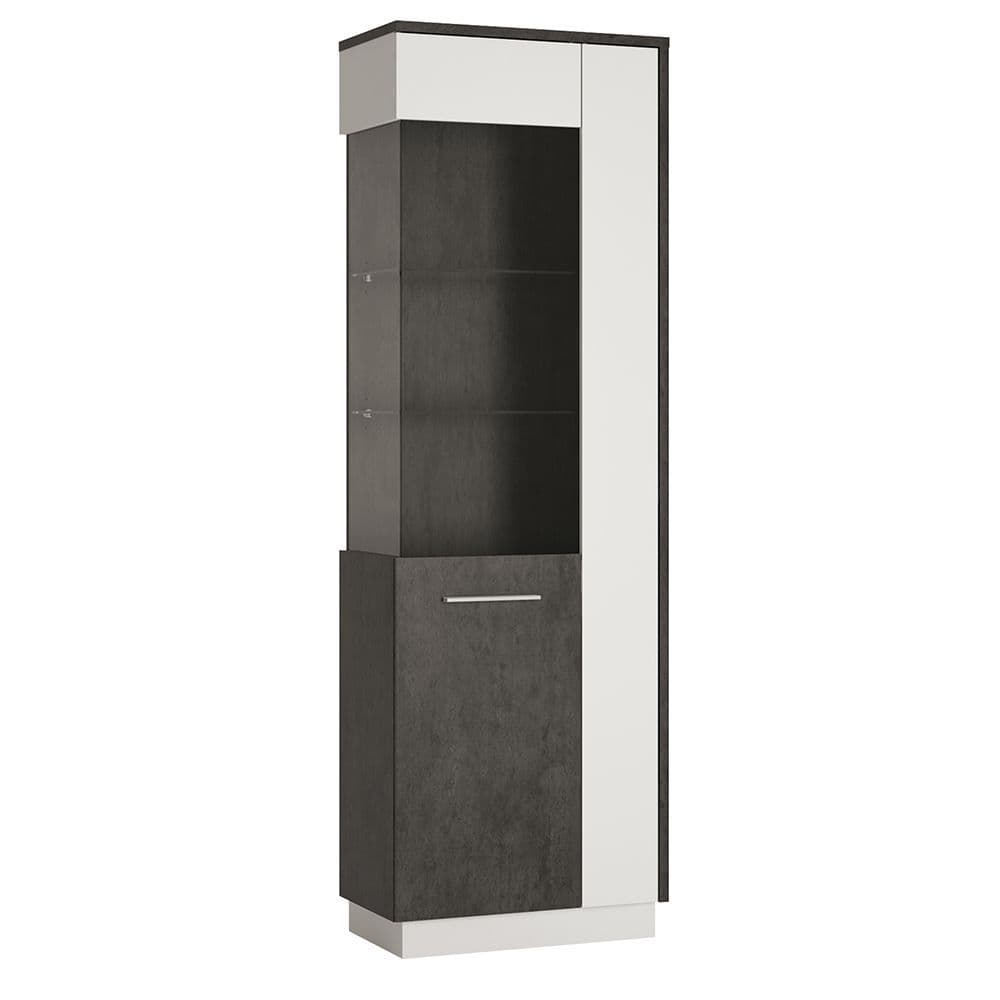 Lagos Tall Glazed display cabinet (LH) in Slate Grey and Alpine White